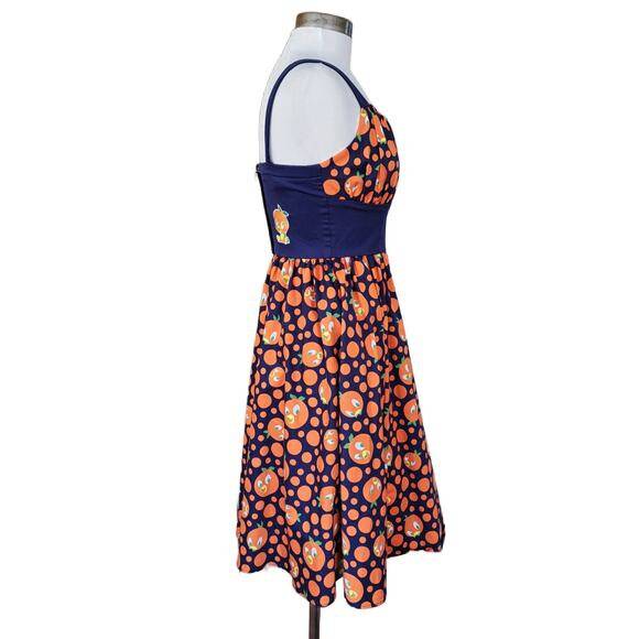 Disney Parks Dress Shop Orange Bird Dress Size Small Retro FIt & Flare - Picture 6 of 13